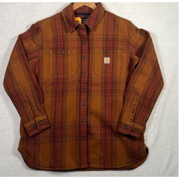 Carhartt Tops - Carhartt Women's‎ Loose Fit Heavyweight Twill Shirt Jacket Brown Sz Small NWT